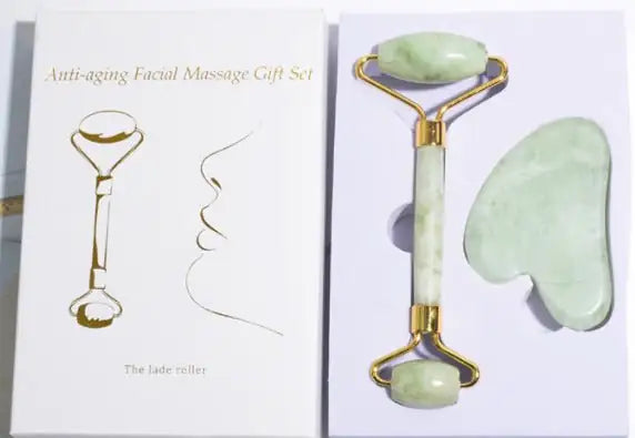 Jade roller and gua sha set in elegant gift box
