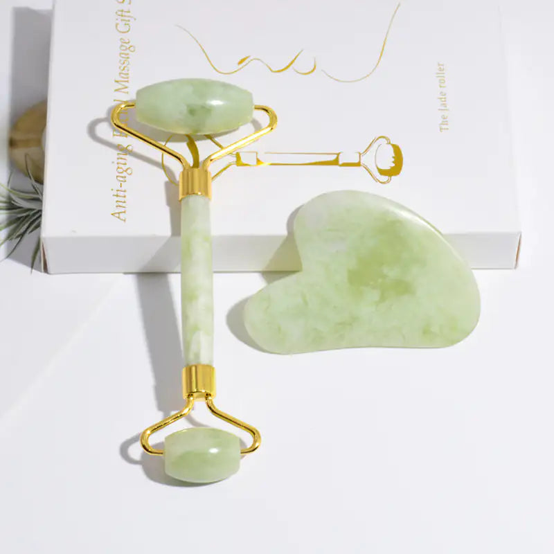 Jade Gua Sha & Roller Set - Natural Lifting Ritual