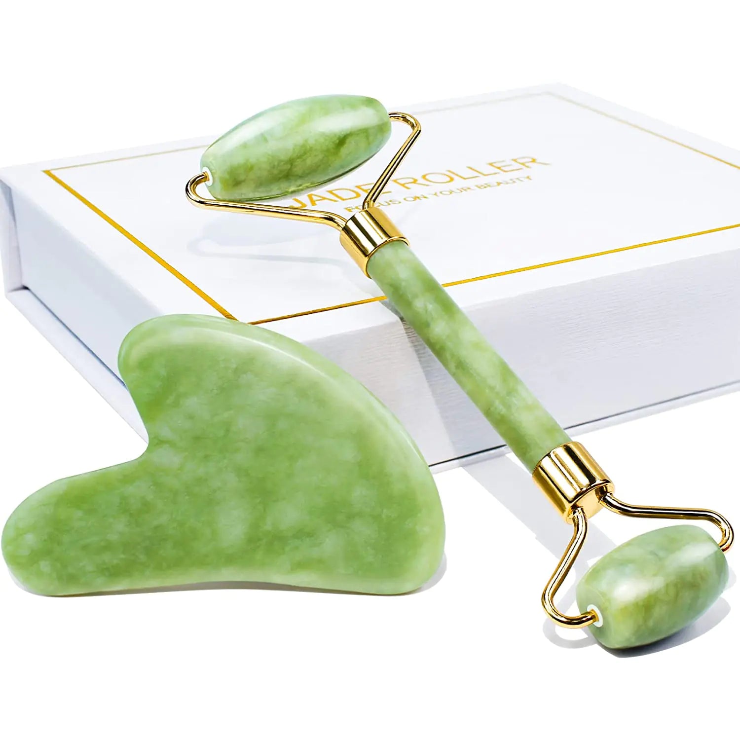 Jade Gua Sha & Roller Set - Natural Lifting Ritual